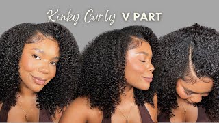 This Is My Hair | V Part Fluffy Kinky Curly Wig Side Part Install | Ft. Sunber Hair