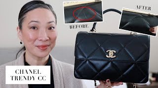 Chanel Black Lambskin Chevron Quilted Trendy CC Top Handle Flap Bag