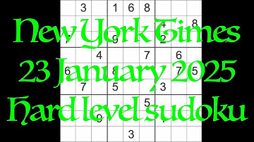 Sudoku solution – New York Times 23 January 2025 Hard level