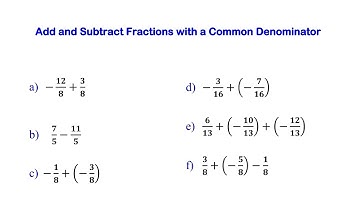 Adding and Subtracting Fractions (Common Denominator) | Step-by-Step