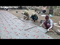 Professional Working Techniques Install 300x600 mm Ceramic Tiles On The Yard Fast And Firmly