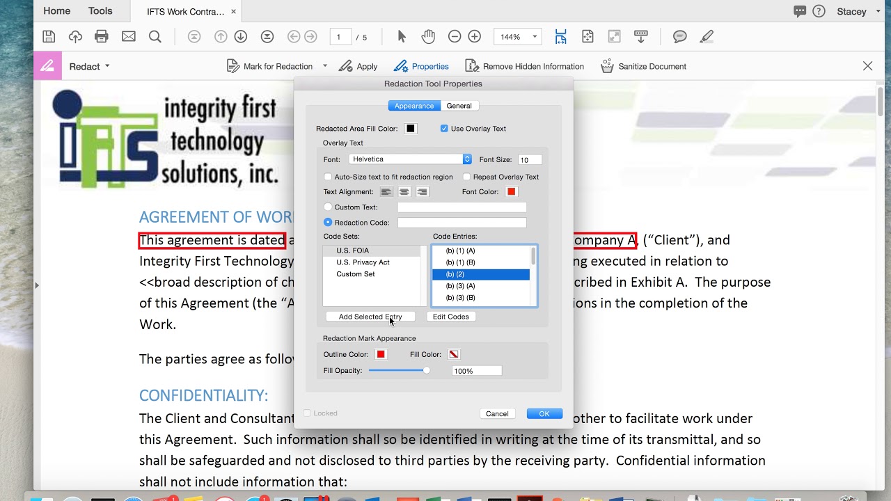 Changing the Look of Redacted Text in a PDF for Attorneys (Video 5 of 5)