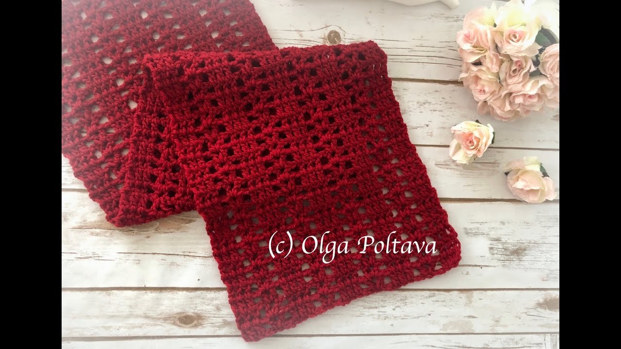 How to Crochet VERY EASY Lace Scarf, Double Crochet Explanation, Crochet Video Tutorial