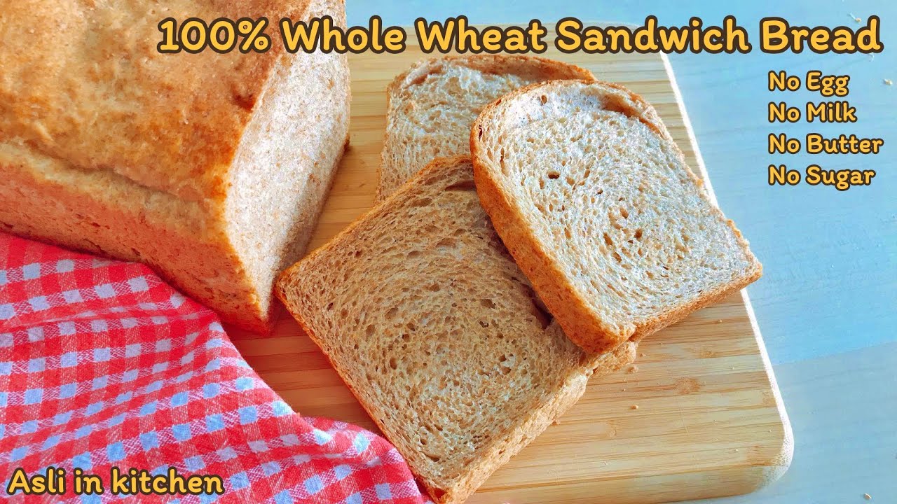 ขนมปังโฮลวีท 100% นวดมือ 5 นาที ไม่นม.เนย.ไข่.น้ำตาล ทานได้ทั้งคลีนและเจ Fluffy Whole Wheat Bread