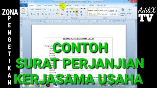 CONTOH SURAT KERJASAMA USAHA