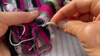 Tuto rentrer les fils dans un tricot à rayures /weaving in ends after knitting stripes