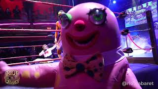 Mr Blobby enters wrestling match and clashes with 90s icons