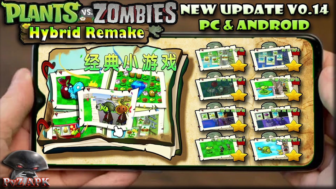 PvZ Hybrid Remake v0.14 New Update | PC & Android | Link & Gameplay Classic Mini Games Level 1 to 8