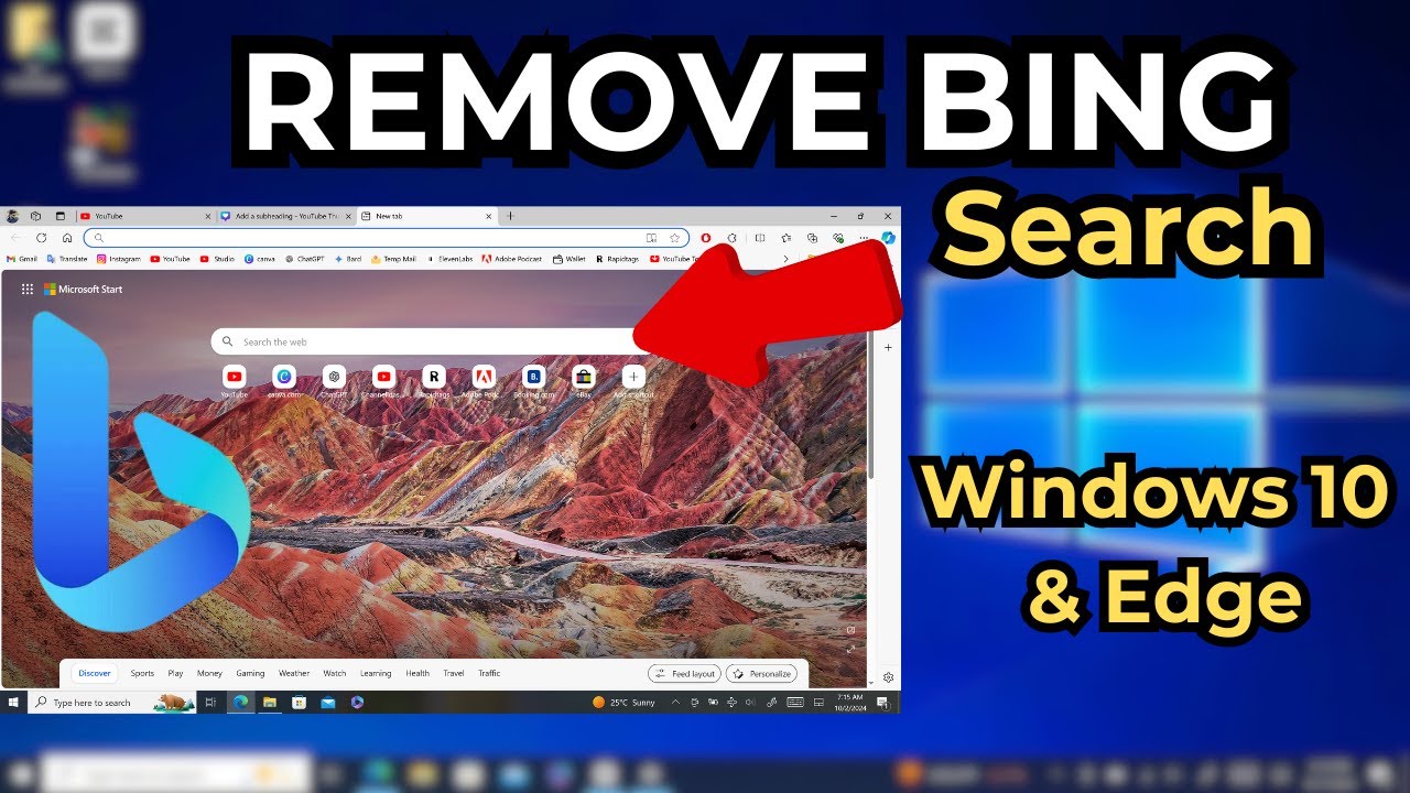 How to Remove Bing Search from Windows 10 search bar & Microsoft Edge ...