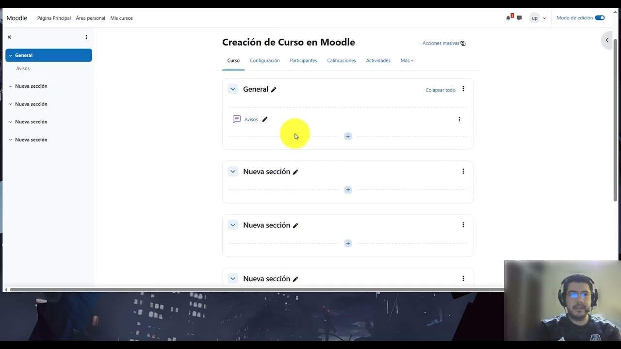 Configuración básica de un curso en moodle