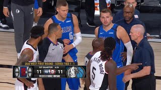 Luka Doncic \& Montrezl Harrell exchanging words before the timeout | Clippers vs Mavericks Game 3