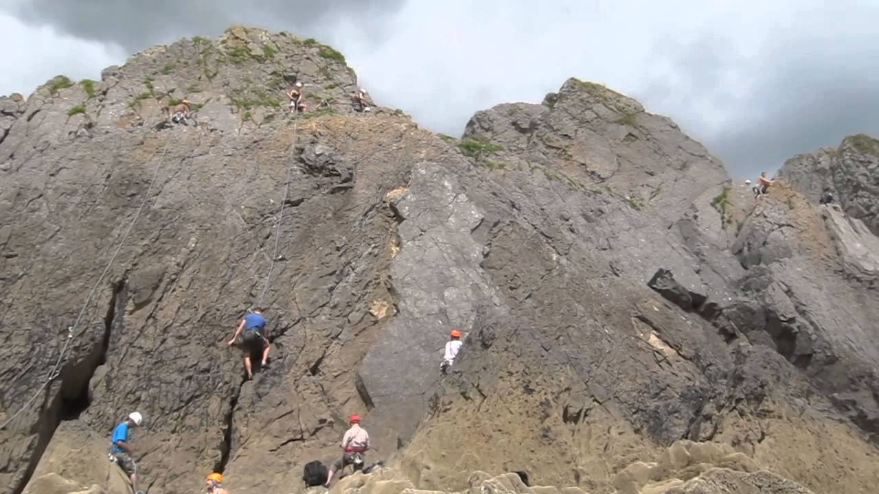 Climbing at 3 Cliffs Bay, Gower YouTube