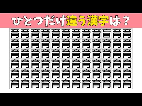 【間違い探し】1つだけ違う漢字を探すまちがいさがし【集中力|記憶力|脳トレ|高齢者|頭の体操】
