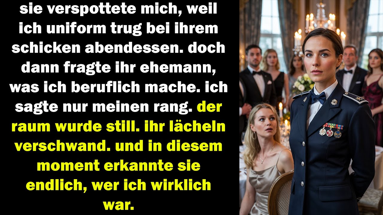 sie lachte über meine uniform – bis ihr mann nach meinem rang fragte und der raum verstummte