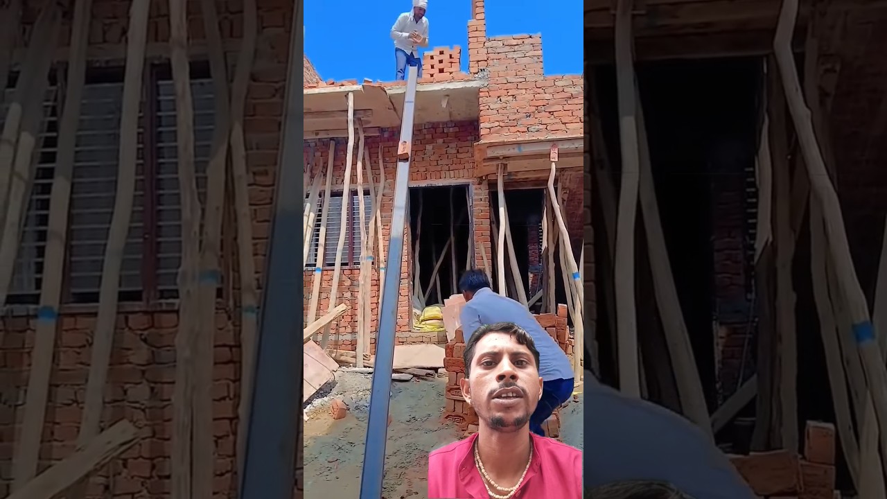 ￼ Chhat per brick pahunchane ka banaya  desi Jugaad 