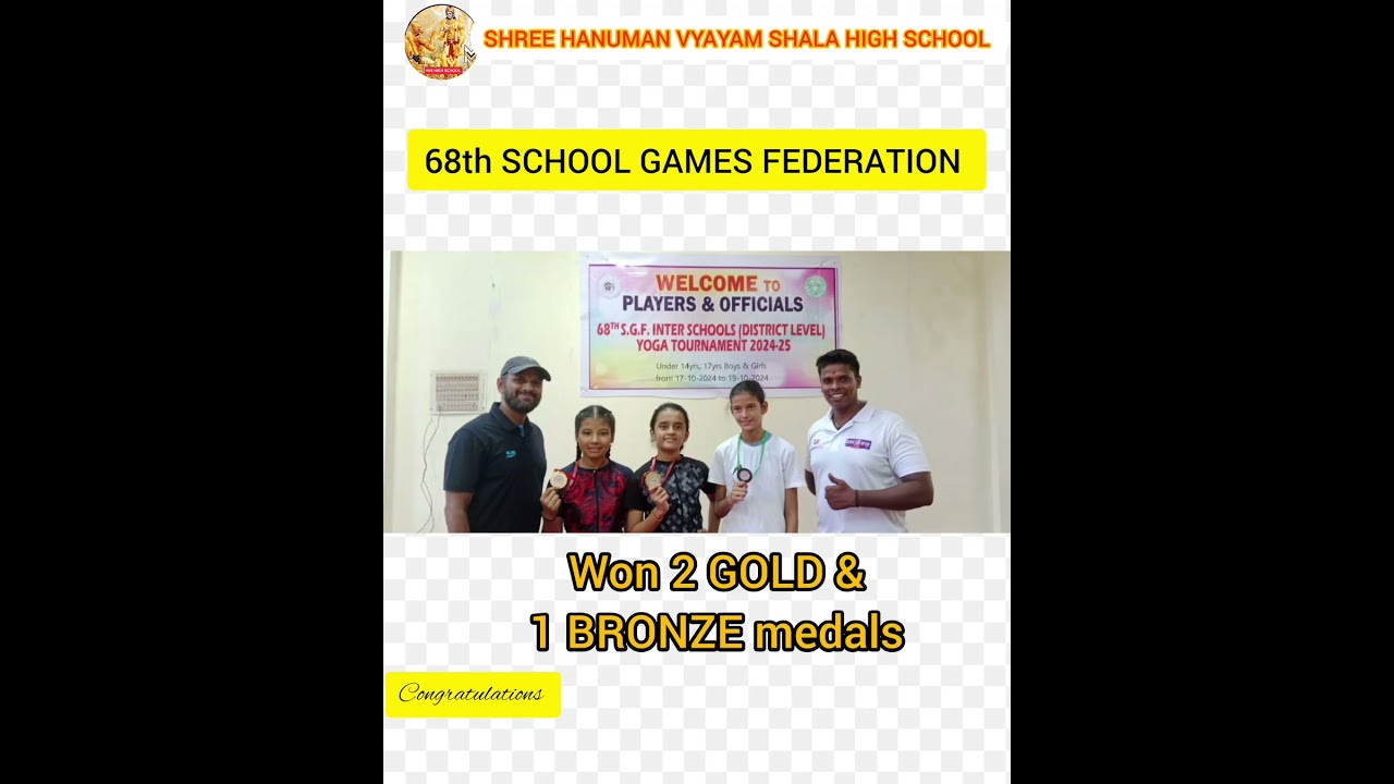 YOGA 🧘‍♀️TOURNAMENT@68thSCHOOL GAMES FEDERATION COMPETITION Medals won byour HVShighSchool student's