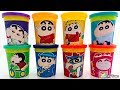 CRAYON SHIN CHAN Variety of Figures in Play Doh with Round Toy Shin Nohara Stamp クレヨンしんちゃん 野原しんのすけ