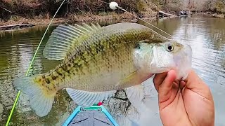 INSANE NONSTOP Jig & Bobber ACTION In The CREEK‼KAYAK CREEK CRAPPIE Fishing 2024‼