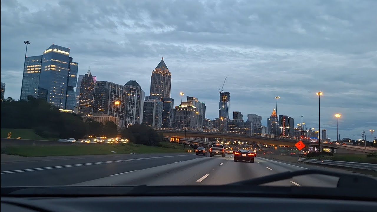 Driving on I-85 South in Atlanta, GA.