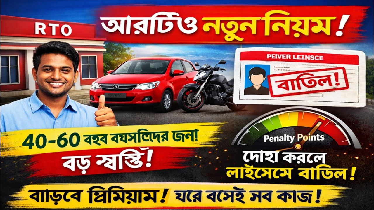 RTO New Rules 2026: ড্রাইভিং লাইসেন্স ও গাড়ির বিমায় বড় বদল | ভুল করলেই লাইসেন্স বাতিল