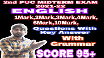 2nd PUC MIDTERM EXAM 2021 | ENGLISH MODEL PAPER | IMPORTANT QUESTIONS ANSAER | BY PUNARVI EDU SNSKAR