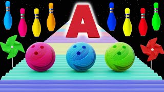 ABC phonics with Bowling pin | Alphabets with bowling ball | Bowling Ball Adventure For Kids