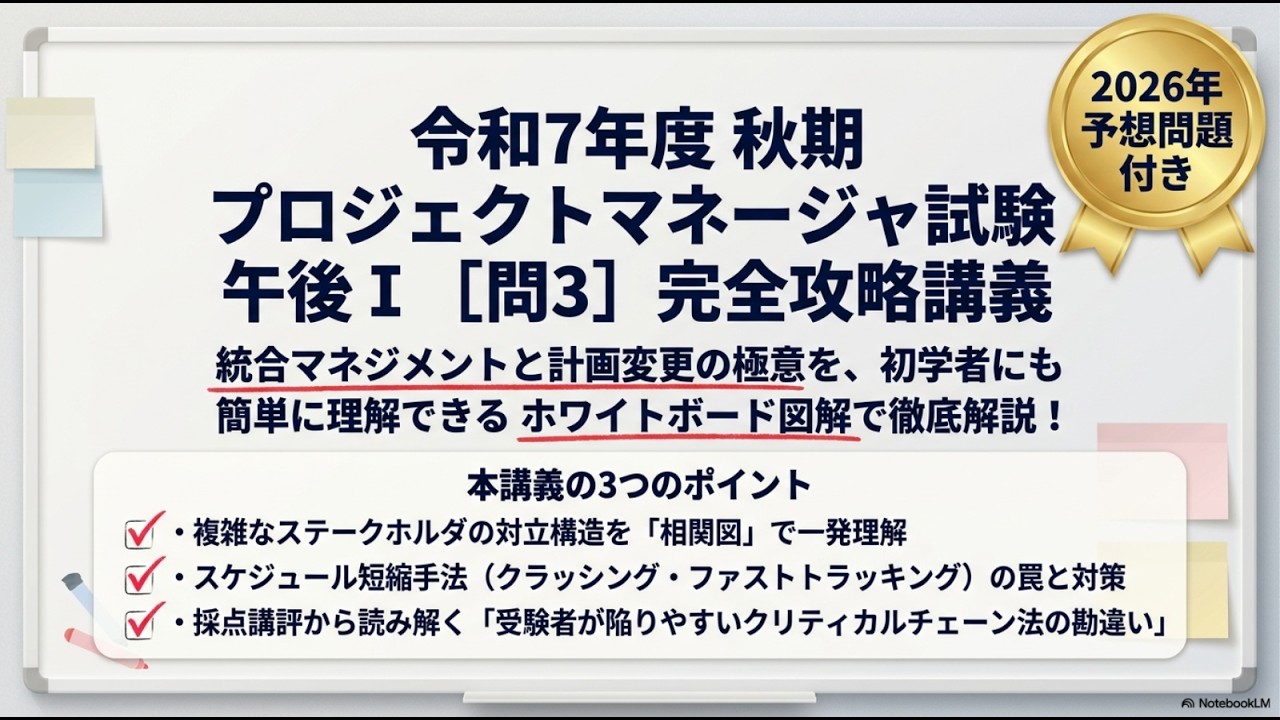 プロジェクトマネージャ試験 令和7年秋期 午後Ⅰ問題3 過去問解説 予想