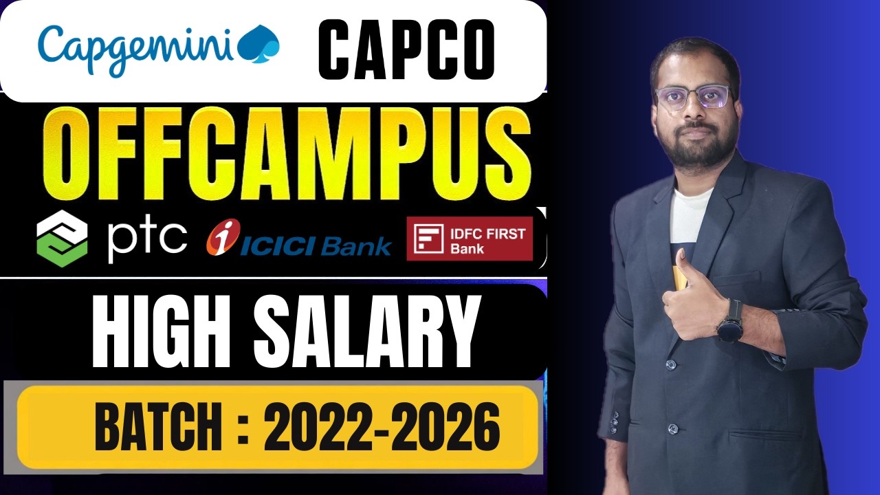 Capco Biggest Recruitment Drive Announced | Capgemini, PTC, ICICI Bank, IDFC Bank Jobs | Register