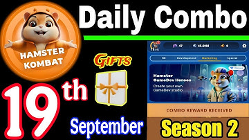 Hamster Kombat GameDev Heroes 🎮| 19 September Daily Combo 🧩 Season 2