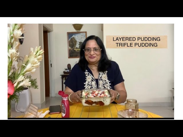 SIMPLE TRIFLE PUDDING, LAYERED PUDDING, HOW TO MAKE A SIMPLE LAYERED PUDDING WITH CAKE, FRUIT, CREAM