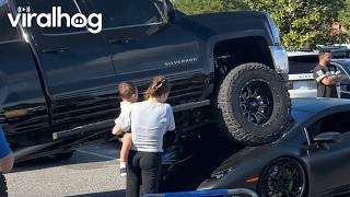 Pickup Truck Crushes Lamborghini in a Florida Parking Lot || ViralHog