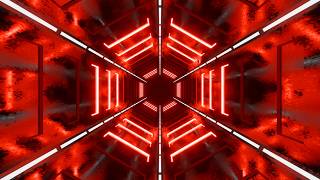 4K Abstract Hexagon tunnel Metallic Red Color Neon Led Light ScreenSaver Background Video