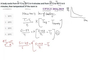 PREVIOUS YEAR QUESTION A body cools from 61°C to 59°C in 4 minutes and from 51°C to 49°C in 6 minute