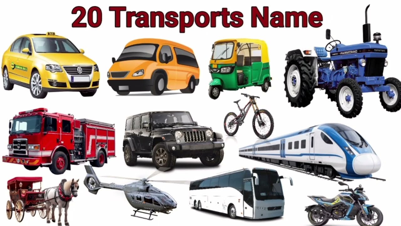 20 transport vehicles name learn and write ✍️ 🚗 🚚  🚌  ✈️ | name of transports | वाहनो के नाम ||