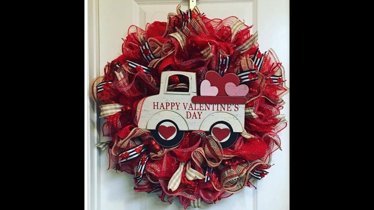 Ruffle Wreath using 5 rolls of 6” deco mesh. $ Valentines wreath