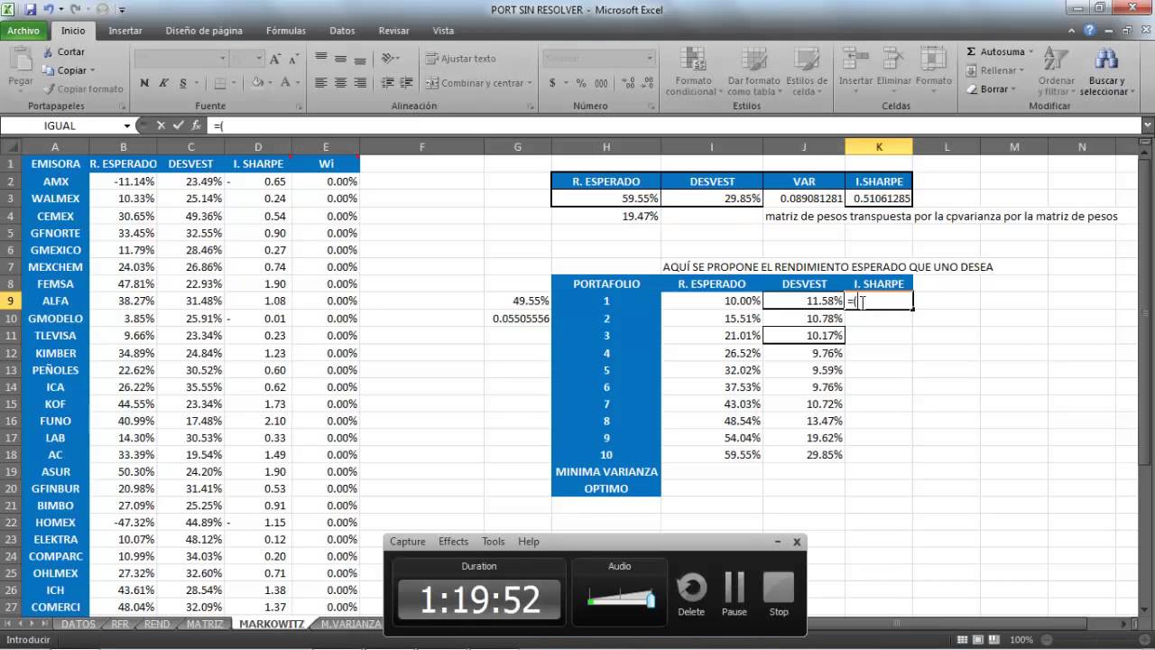 HACER PORTAFOLIO DE INVERSIÓN EN EXCEL - YouTube