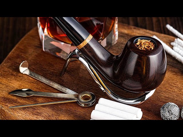 Handmade Tobacco Pipe with Waxed Canvas Pipe Roll, Wood Smoking Pipe Gift  Set