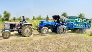 Harvesting Wheat Crop 1 Combine & 4 Tractors | Sonalika 60 | John Deere | Mahindra Novo | Eicher 242