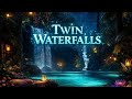 Twin Waterfalls In Paradise Tropical Night Ambience For Deep Sleep 4K 