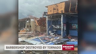 Barbershop employee describes roof being torn off building as tornado tears through Portage