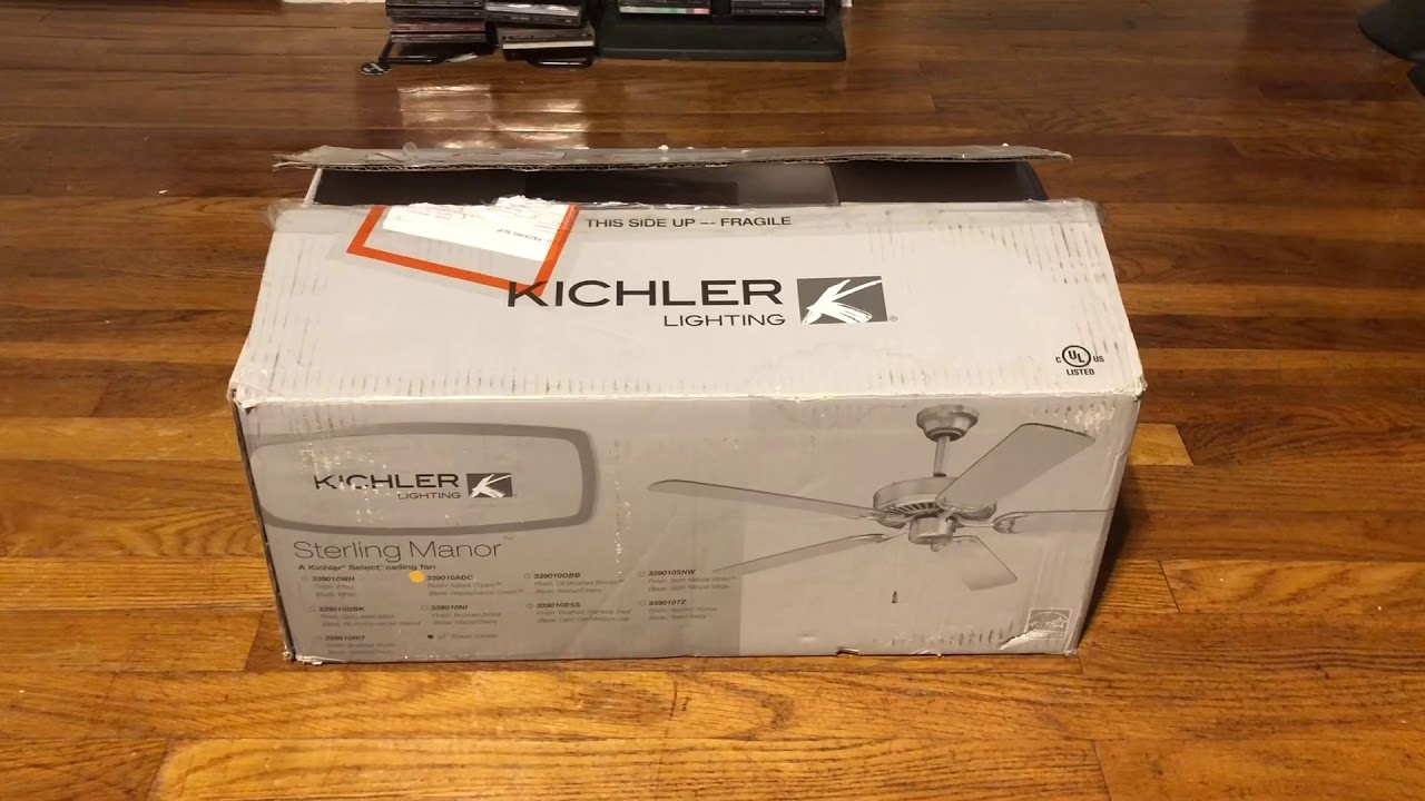 Unboxing Nib Kichler Sterling Manor Ceiling Fan Youtube