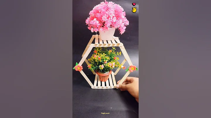 Diy showpiece with icecream stick 💫🎉 icecream stick Craft idea for kids🪀😱#diy #shorts #craft #kids