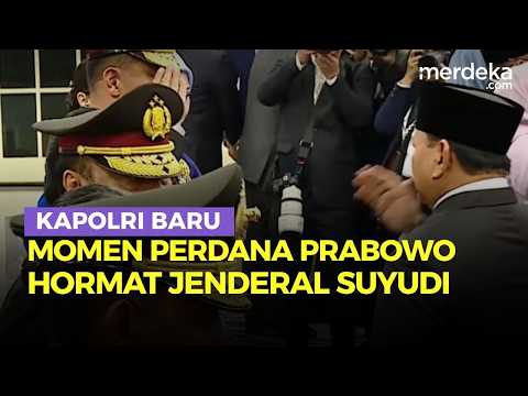 Momen Perdana Prabowo Hormat & Jabat Tangan Kapolri Baru Jenderal Suyudi Usai Pelantikan
