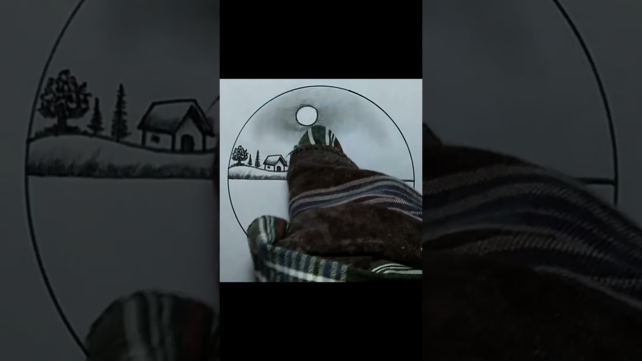 River village in the beautiful sunrise scenery with pencil ✏️