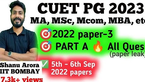 CUET PG 2022 question paper solved analysis | shanu arora cucet pg part A 2022