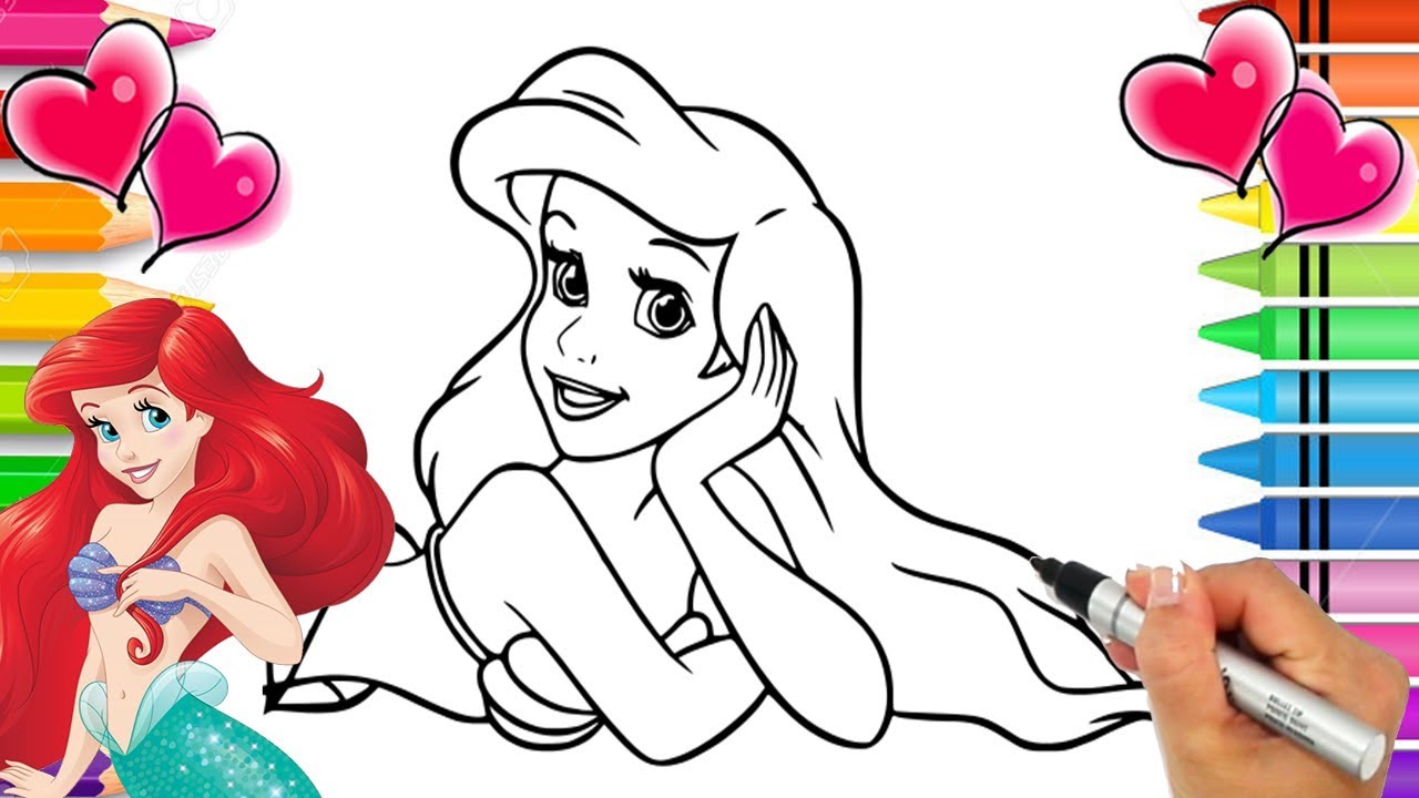 Ariel The Little Mermaid Coloring Page | Disney's The Little Mermaid Coloring Book | Glitter Art ...