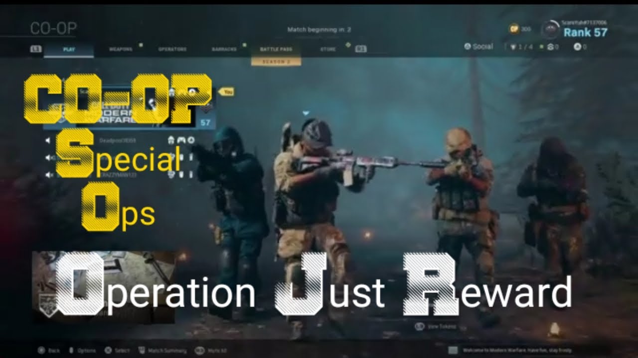CALL OF DUTY MODERN WARFARE COOP SPECIAL OPS MISSION OPERATION JUST