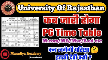 Rajasthan University PG Exam Time Table 2023 | RU MA Msc Exam Time Table 2023