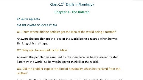 The Rattrap/Chapter 4/Class12th English/ Flamingo/From Question Bank/Short answers
