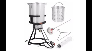 9TRADING 6pc Gas Stove Turkey deep Fryer Kit Aluminum Pot Outdoor Propane Backyard 30Qt - Overview